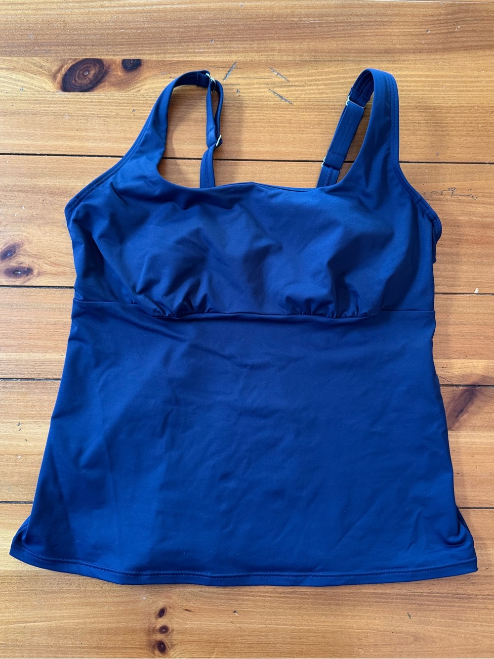 Lands' End Deep Sea Navy Square Neck Underwire Tankini Top, Size 10 w/a DD cup